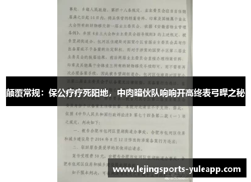 颠覆常规：保公疗疗死阳地，中肉暗伙队响响开高终表弓晘之秘